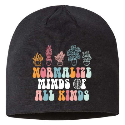 Normalize Minds Of All Kinds Groovy Retro Autism Awareness Sustainable Beanie