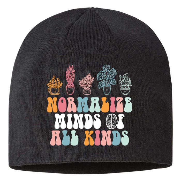 Normalize Minds Of All Kinds Groovy Retro Autism Awareness Sustainable Beanie