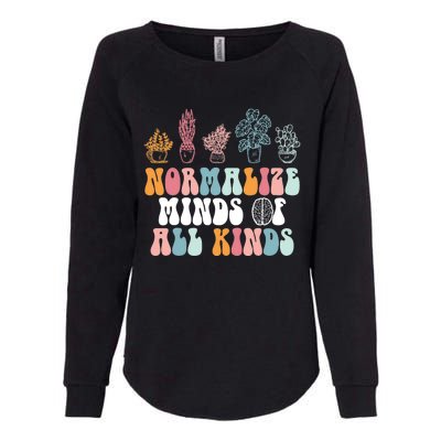 Normalize Minds Of All Kinds Groovy Retro Autism Awareness Womens California Wash Sweatshirt