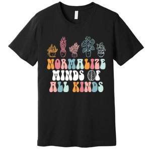 Normalize Minds Of All Kinds Groovy Retro Autism Awareness Premium T-Shirt