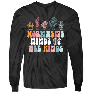 Normalize Minds Of All Kinds Groovy Retro Autism Awareness Tie-Dye Long Sleeve Shirt