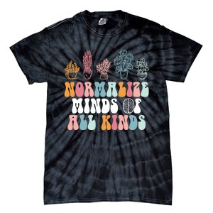 Normalize Minds Of All Kinds Groovy Retro Autism Awareness Tie-Dye T-Shirt