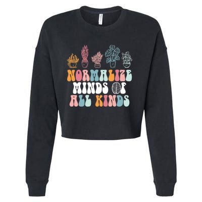 Normalize Minds Of All Kinds Groovy Retro Autism Awareness Cropped Pullover Crew