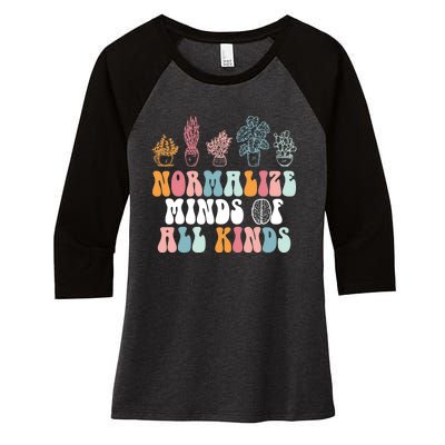 Normalize Minds Of All Kinds Groovy Retro Autism Awareness Women's Tri-Blend 3/4-Sleeve Raglan Shirt