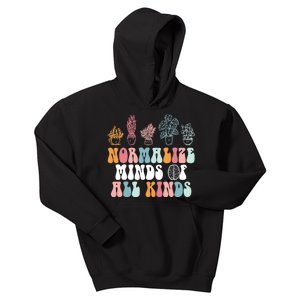 Normalize Minds Of All Kinds Groovy Retro Autism Awareness Kids Hoodie