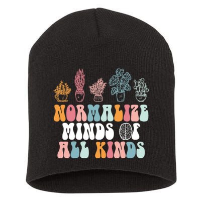 Normalize Minds Of All Kinds Groovy Retro Autism Awareness Short Acrylic Beanie