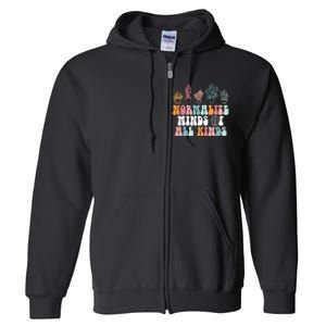 Normalize Minds Of All Kinds Groovy Retro Autism Awareness Full Zip Hoodie