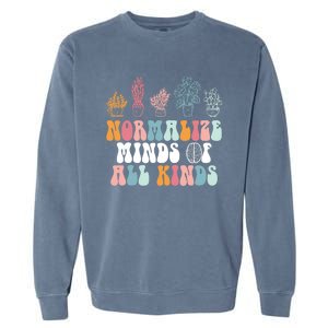 Normalize Minds Of All Kinds Groovy Retro Autism Awareness Garment-Dyed Sweatshirt