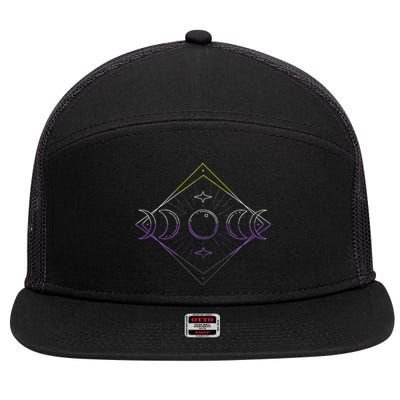 N.O.N.B.I.N..A.R.Y Moon Phase N.O.N.B..I.N.A.R.Y Pride Lgbt 7 Panel Mesh Trucker Snapback Hat