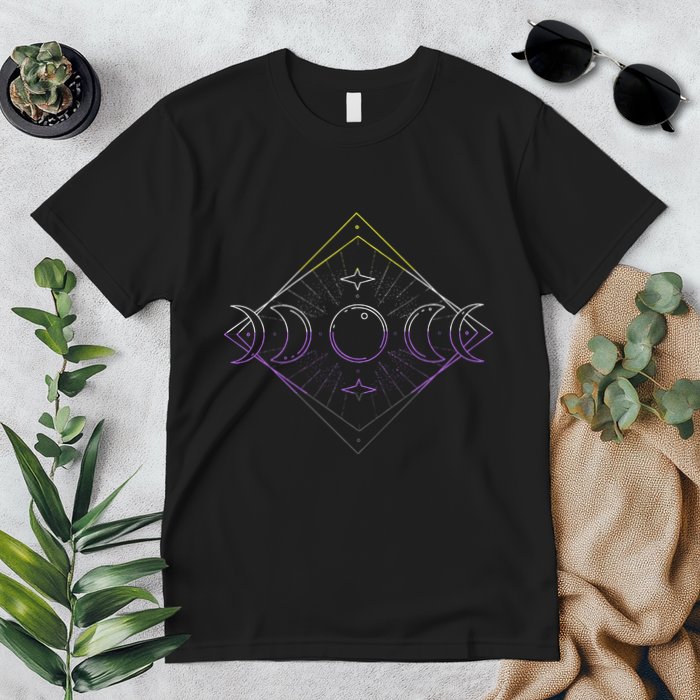 N.O.N.B.I.N..A.R.Y Moon Phase N.O.N.B..I.N.A.R.Y Pride Lgbt Premium T-Shirt