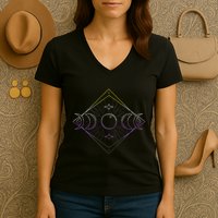 N.O.N.B.I.N..A.R.Y Moon Phase N.O.N.B..I.N.A.R.Y Pride Lgbt Women's V-Neck T-Shirt