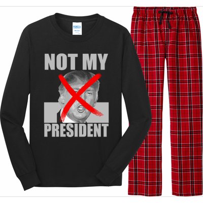 Not My President Red X Spray Paint Antitrump Long Sleeve Pajama Set