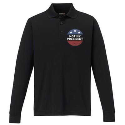 Not My President Performance Long Sleeve Polo