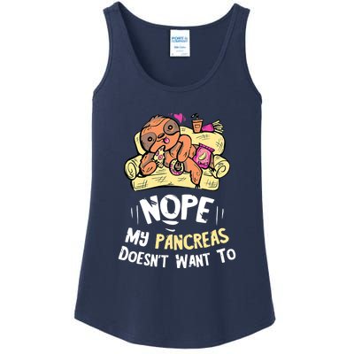 Nah My Pancreas Cute Sloth Type 1 T1D Diabetes Funny Gift Ladies Essential Tank