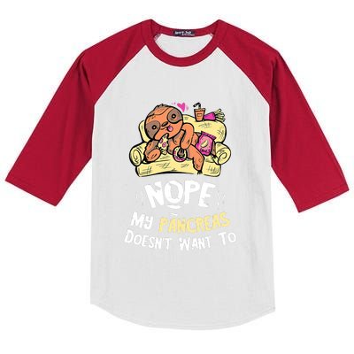 Nah My Pancreas Cute Sloth Type 1 T1D Diabetes Funny Gift Kids Colorblock Raglan Jersey