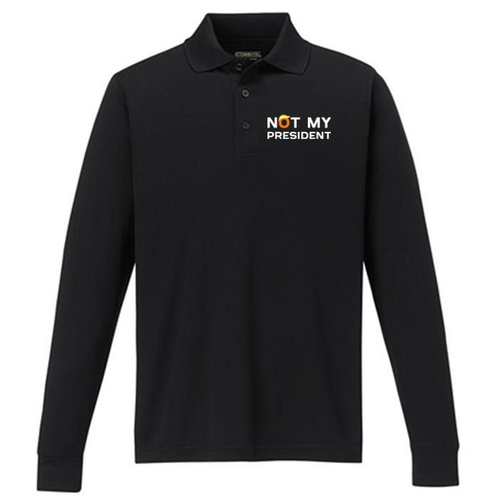 Not My President Anti Trump 2024 Performance Long Sleeve Polo