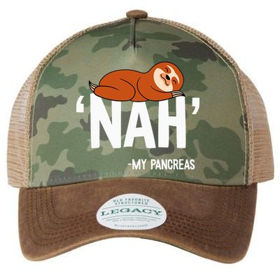 Nah My Pancreas Cute Sloth Type 1 T1D Diabetes Funny Gift Legacy Tie Dye Trucker Hat