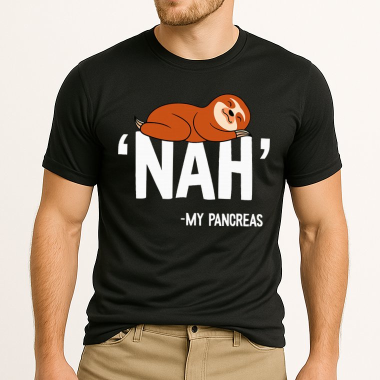 Nah My Pancreas Cute Sloth Type 1 T1D Diabetes Funny Gift Cooling Performance Crew T-Shirt