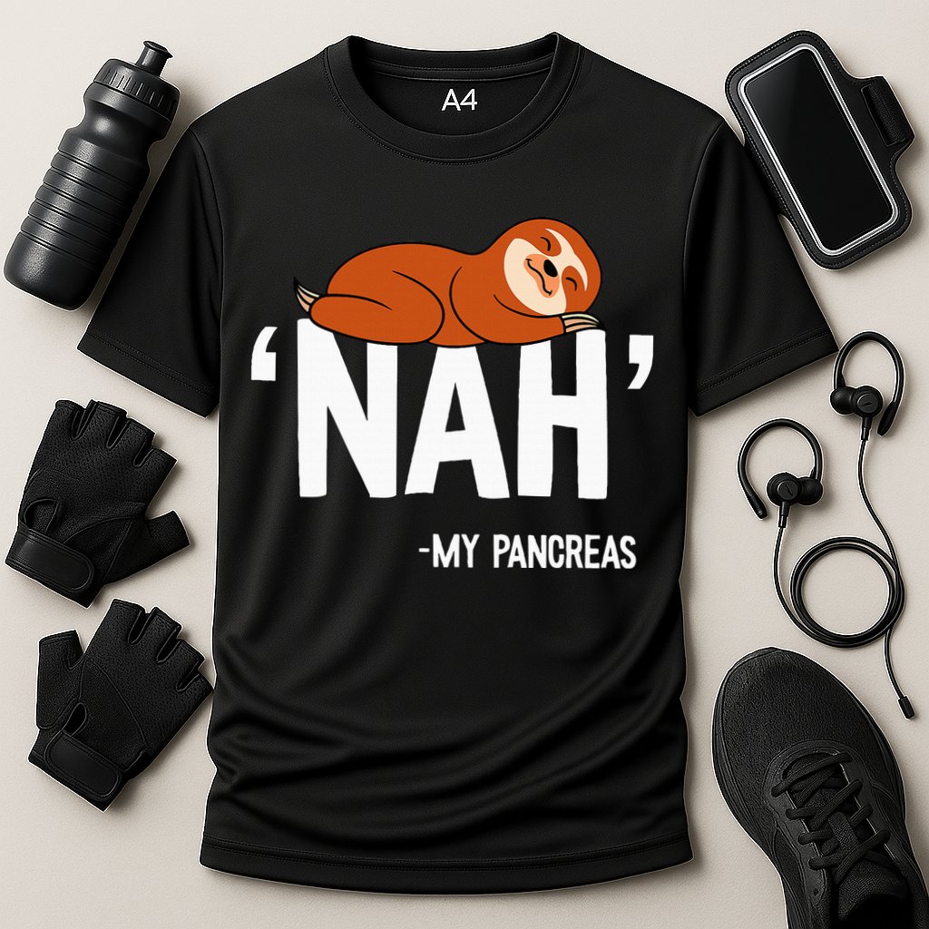 Nah My Pancreas Cute Sloth Type 1 T1D Diabetes Funny Gift Cooling Performance Crew T-Shirt