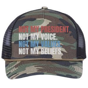 Not My President Not My Voice Not My Values Not My Beliefs Retro Rope Trucker Hat Cap