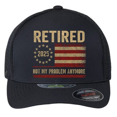 Not My Problem Anymore US Flag Funny Retired Retirement  Flexfit Unipanel Trucker Cap