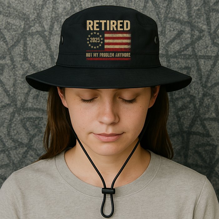 Not My Problem Anymore US Flag Funny Retired Retirement  Bucket Hat