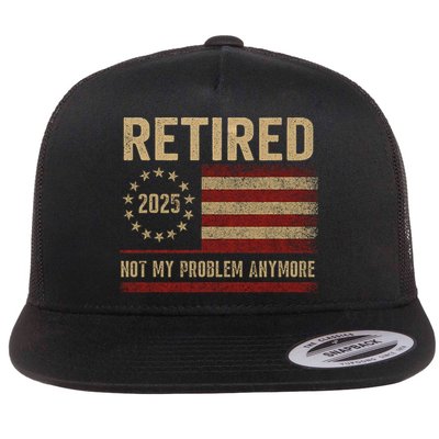 Not My Problem Anymore US Flag Funny Retired Retirement  Flatbill Hat