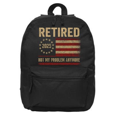 Not My Problem Anymore US Flag Funny Retired Retirement  16 in Basic Backpack