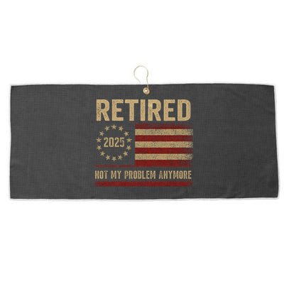 Not My Problem Anymore US Flag Funny Retired Retirement  Large Microfiber Waffle Golf Towel