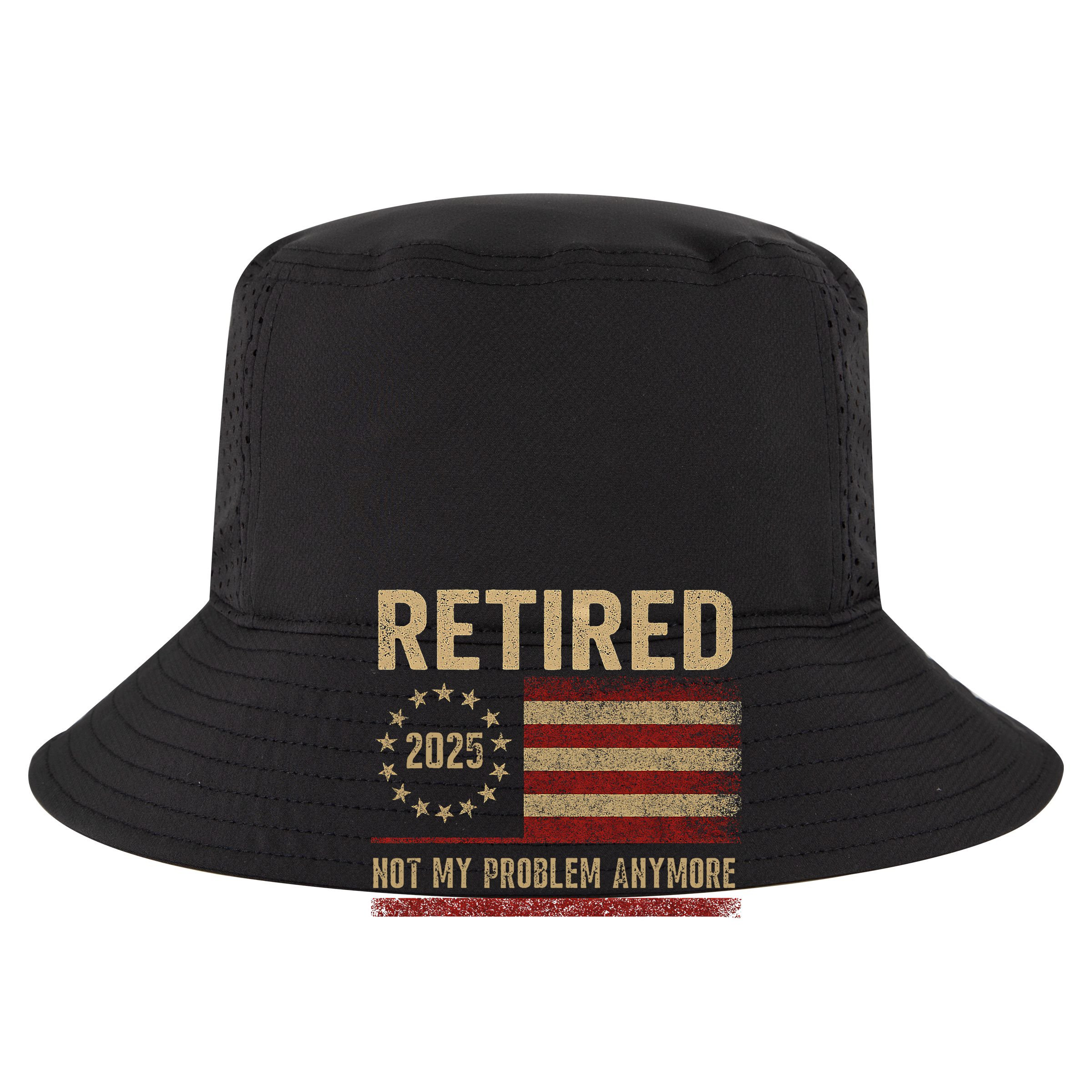 Not My Problem Anymore US Flag Funny Retired Retirement  Sustainable Knit Beanie