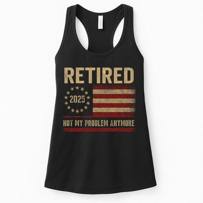 Not My Problem Anymore US Flag Funny Retired Retirement  Womens Tank Top
