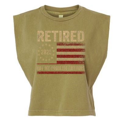 Not My Problem Anymore US Flag Funny Retired Retirement  Garment-Dyed Women's Muscle Tee