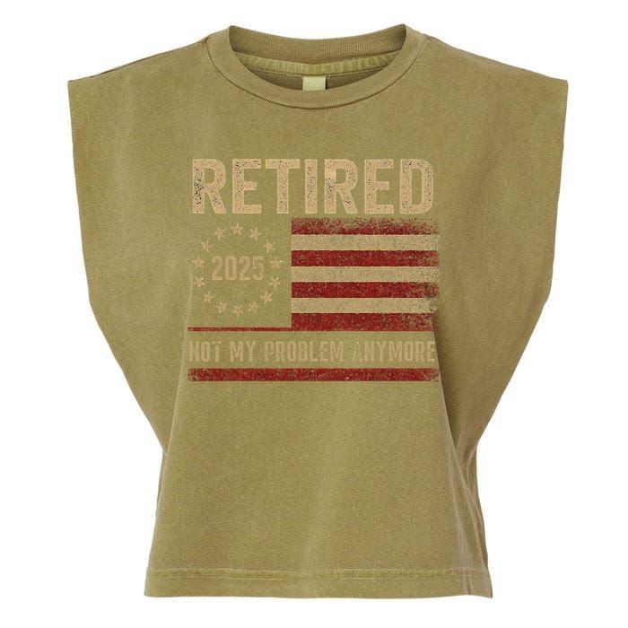 Not My Problem Anymore US Flag Funny Retired Retirement  Garment-Dyed Women's Muscle Tee