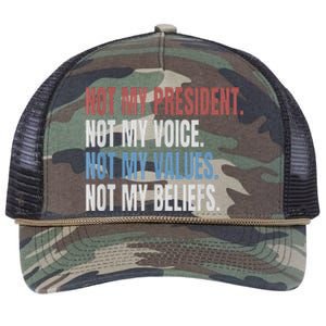 Not My President Not My Voice Not My Values Not My Beliefs Retro Rope Trucker Hat Cap