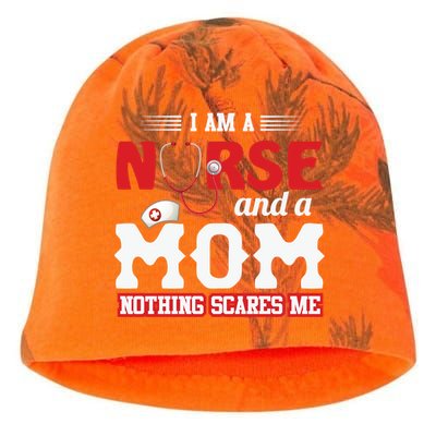 Nurse Mom Quote And Im Nurse And Mom Nothing Scares Me Gift Kati - Camo Knit Beanie