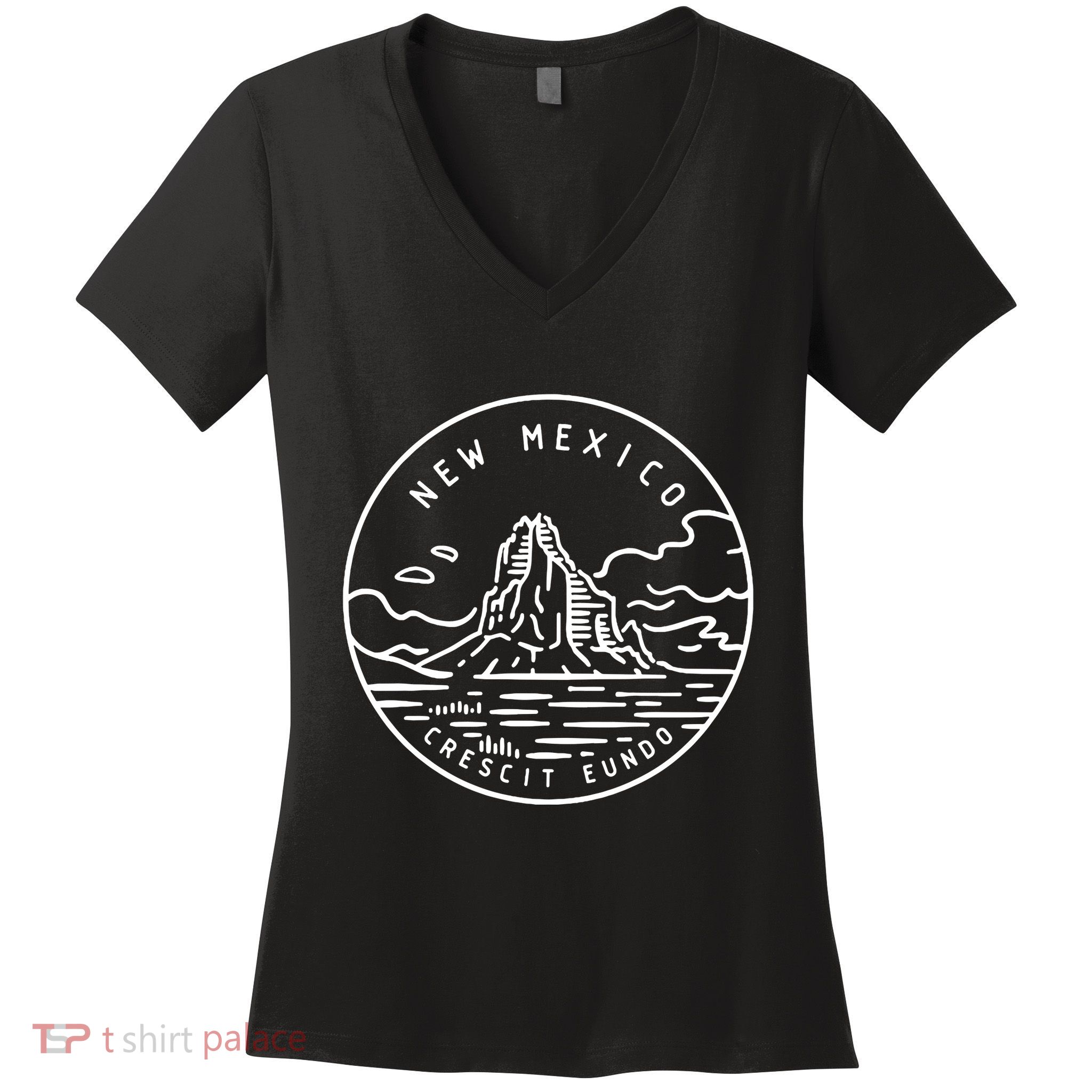 New Mexico Retro Classic Mountain Art Nm Women's V-Neck T-Shirt