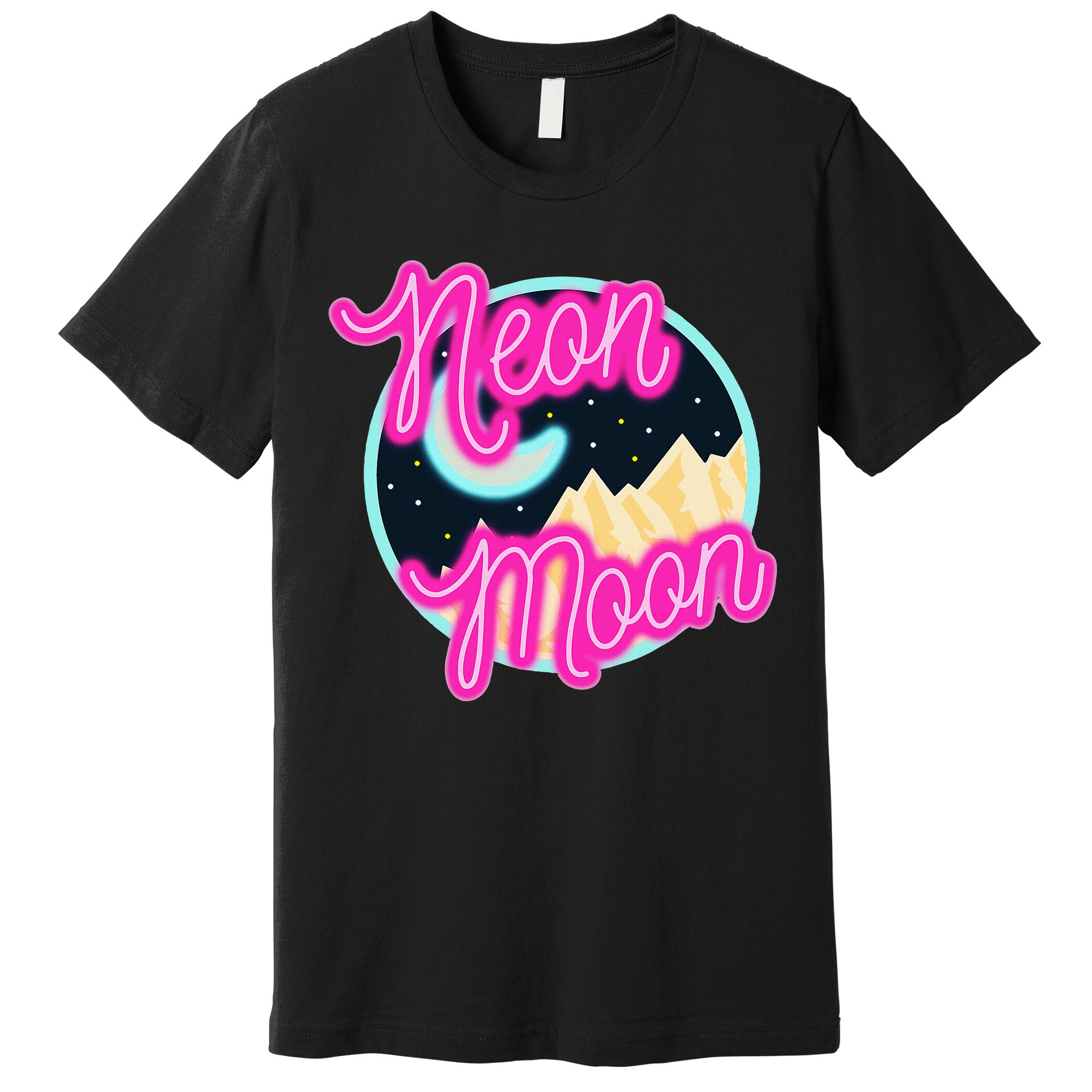 Neon Moon Retro Western 80s 90s Country Premium T-Shirt