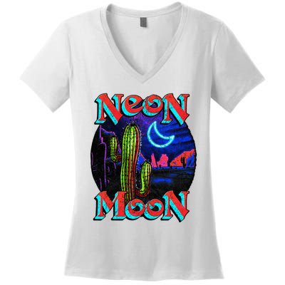 Neon Moon Retro Western Women's V-Neck T-Shirt