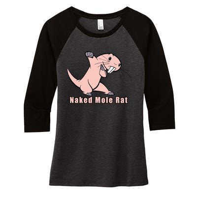 Naked Mole Rat With Life Women's Tri-Blend 3/4-Sleeve Raglan Shirt