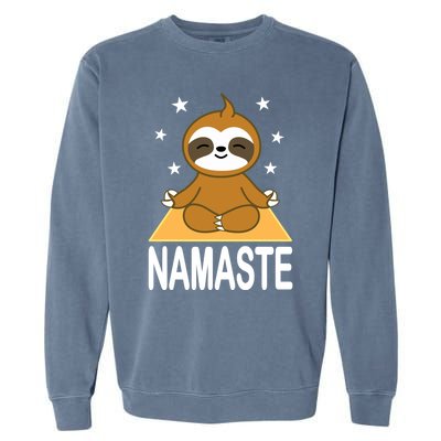 Namaste Meditating Sloth Yoga Namaste Gift Garment-Dyed Sweatshirt