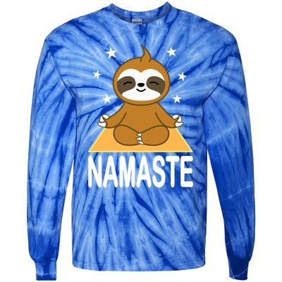 Namaste Meditating Sloth Yoga Namaste Gift Tie-Dye Long Sleeve Shirt