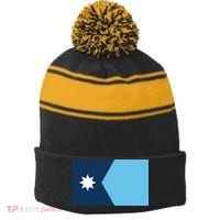 New Minnesota State Flag Stripe Pom Pom Beanie
