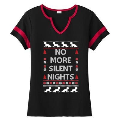 No More Silent Nights Baby Announcement Christmas Pregnancy Ladies Halftime Notch Neck Tee