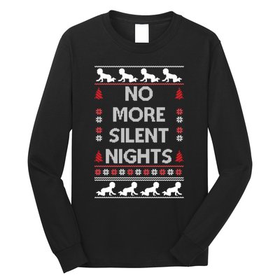 No More Silent Nights Baby Announcement Christmas Pregnancy Long Sleeve Shirt