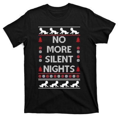 No More Silent Nights Baby Announcement Christmas Pregnancy T-Shirt