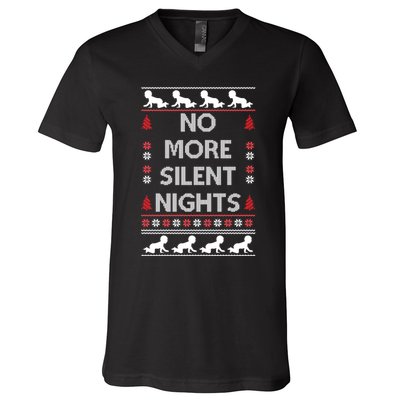 No More Silent Nights Baby Announcement Christmas Pregnancy V-Neck T-Shirt