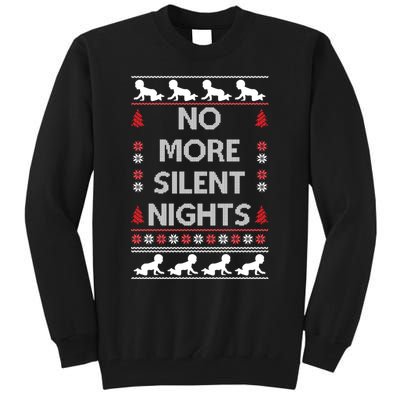 No More Silent Nights Baby Announcement Christmas Pregnancy Tall Sweatshirt