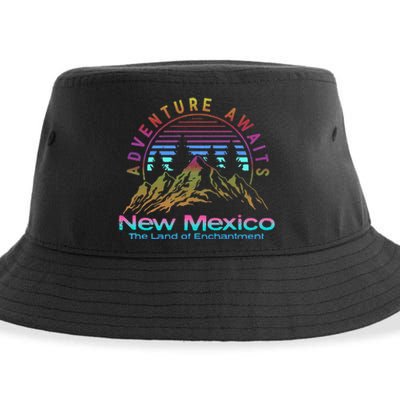 New Mexico State Retro Vintage Outdoors & NM Mountains Sustainable Bucket Hat