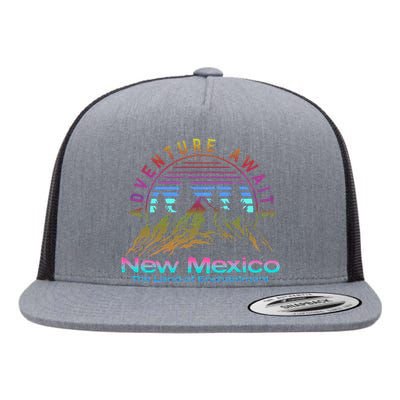 New Mexico State Retro Vintage Outdoors & NM Mountains Flat Bill Trucker Hat