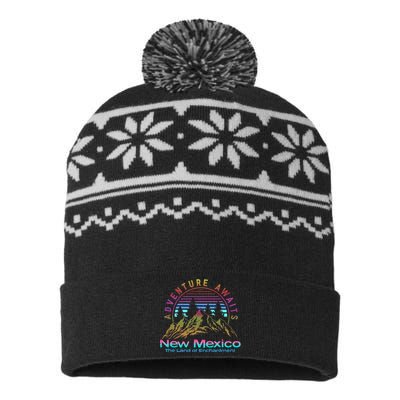 New Mexico State Retro Vintage Outdoors & NM Mountains USA-Made Snowflake Beanie